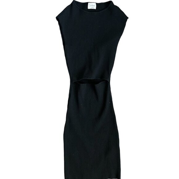 ARITZIA Wilfred Black Ribbed Cut Out Knit Dress US 2XS - Picture 3 of 7